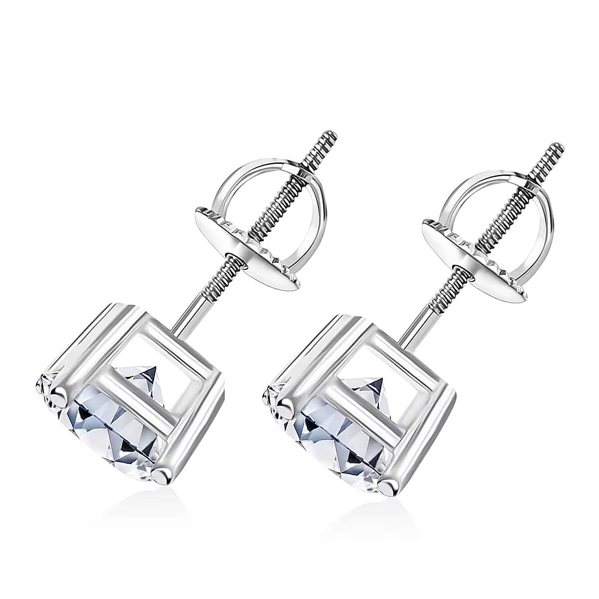 Luxuriant Lab Grown Diamond E-F VS 1.00 ctw Solitaire Stud Earrings in 14K White Gold image number 7