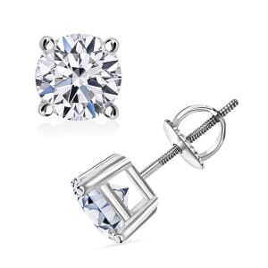 IGI Certified 14K White Gold Luxuriant Lab Grown Diamond (E-F, VS) Solitaire Stud Earrings (Del. in 10-15 Days) 2.00 ctw