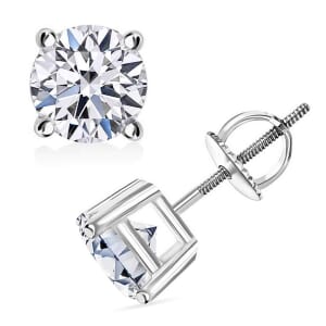 IGI Certified Luxuriant Lab Grown Diamond E-F VS 3.00 ctw Solitaire Stud Earrings in 14K White Gold (Del. in 10-15 Days)
