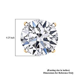 IGI Certified Luxuriant Lab Grown Diamond E-F VS 2.00 ctw Solitaire Stud Earrings in 14K Yellow Gold (Del. In 8-10 Days)