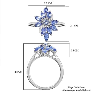 Tanzanite and Moissanite 1.82 ctw Ring in Rhodium Over Sterling Silver (Size 10)