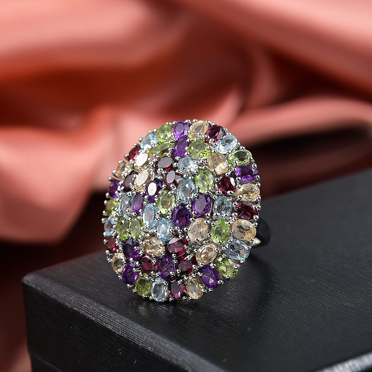 EverTrue Multi Gemstone 11.20 ctw Ring in Platinum Bond (Size 10.0) image number 1