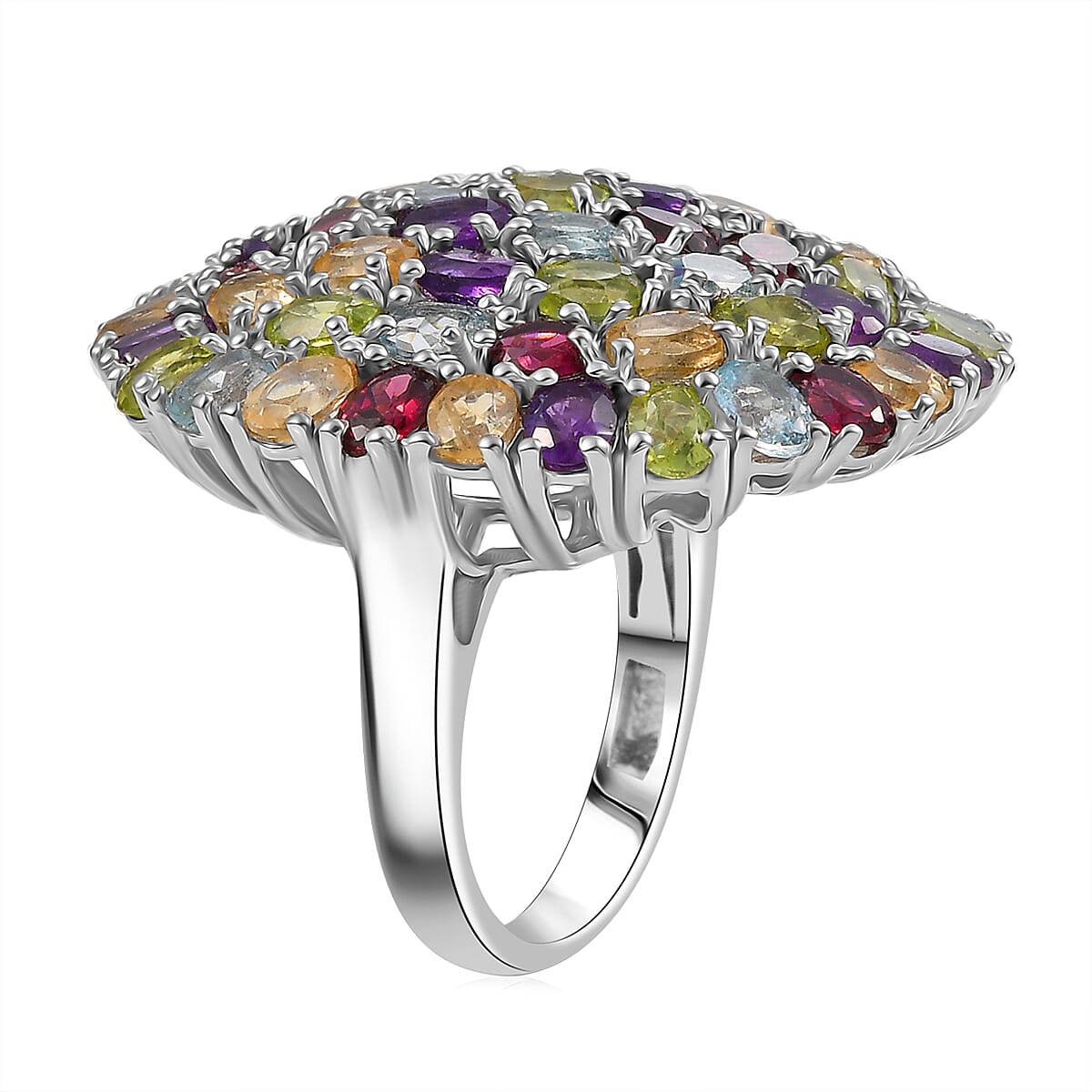 EverTrue Multi Gemstone 11.20 ctw Ring in Platinum Bond (Size 10.0) image number 3