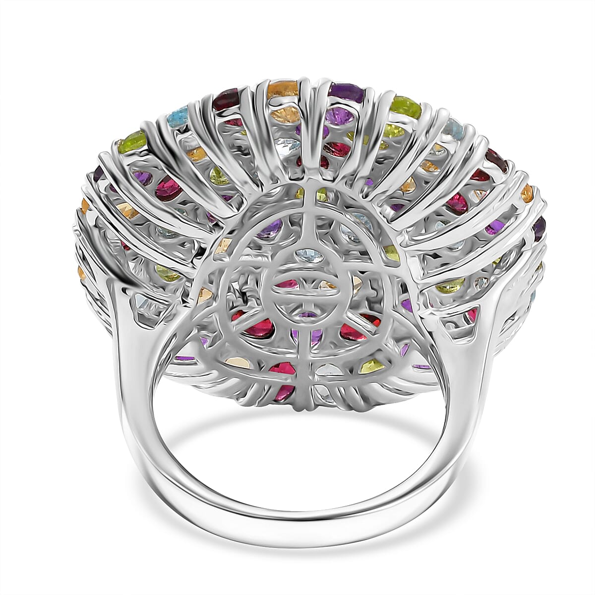 EverTrue Multi Gemstone 11.20 ctw Ring in Platinum Bond (Size 10.0) image number 4