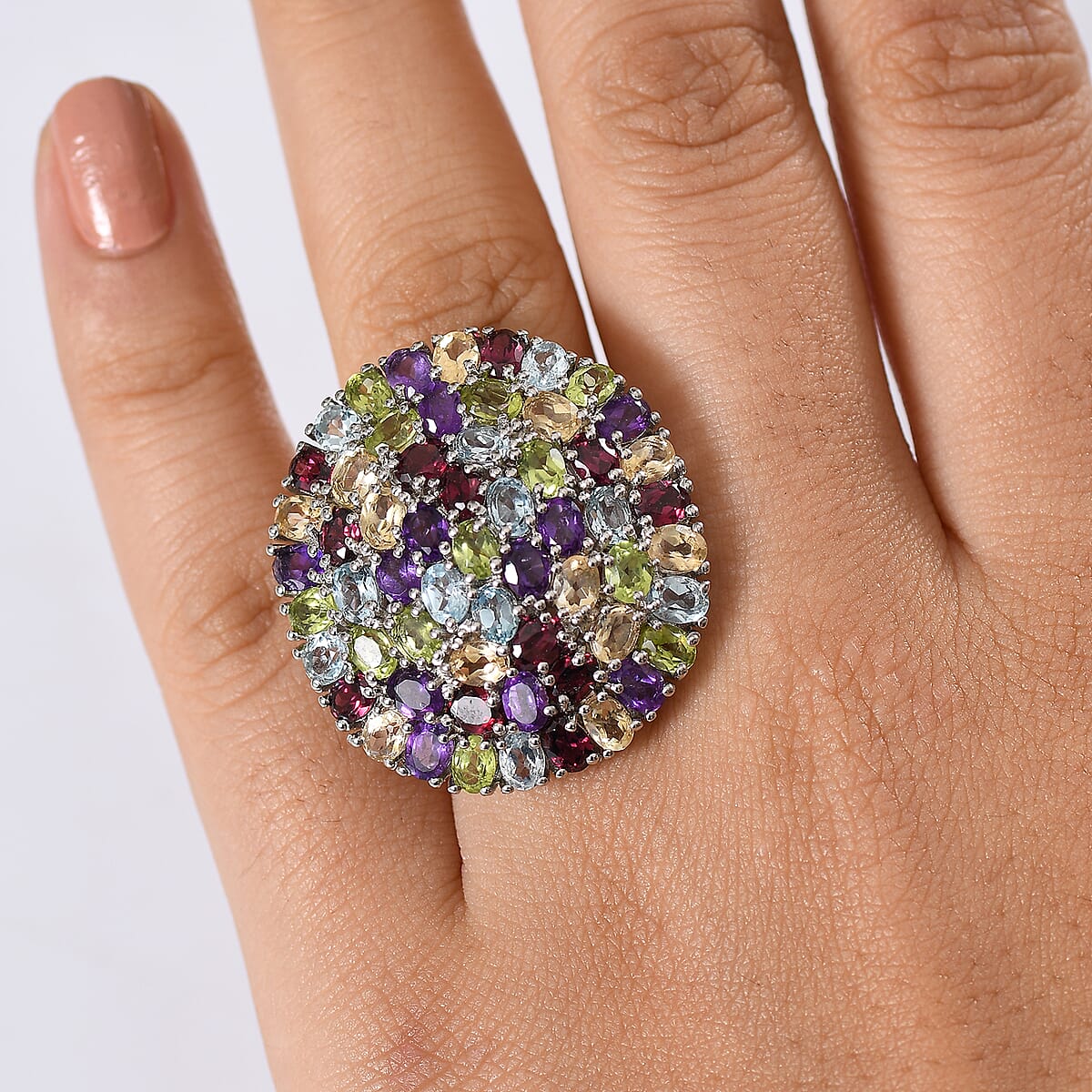 EverTrue Multi Gemstone Ring in Platinum Bond 11.20 ctw (Size 5.0) image number 2