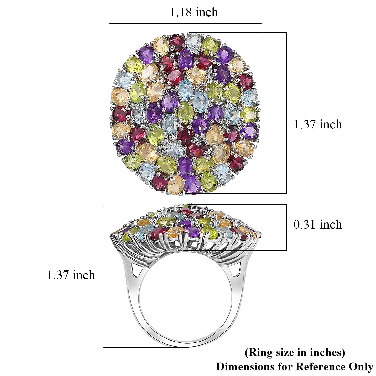 EverTrue Multi Gemstone Ring in Platinum Bond 11.20 ctw (Size 5.0) image number 5