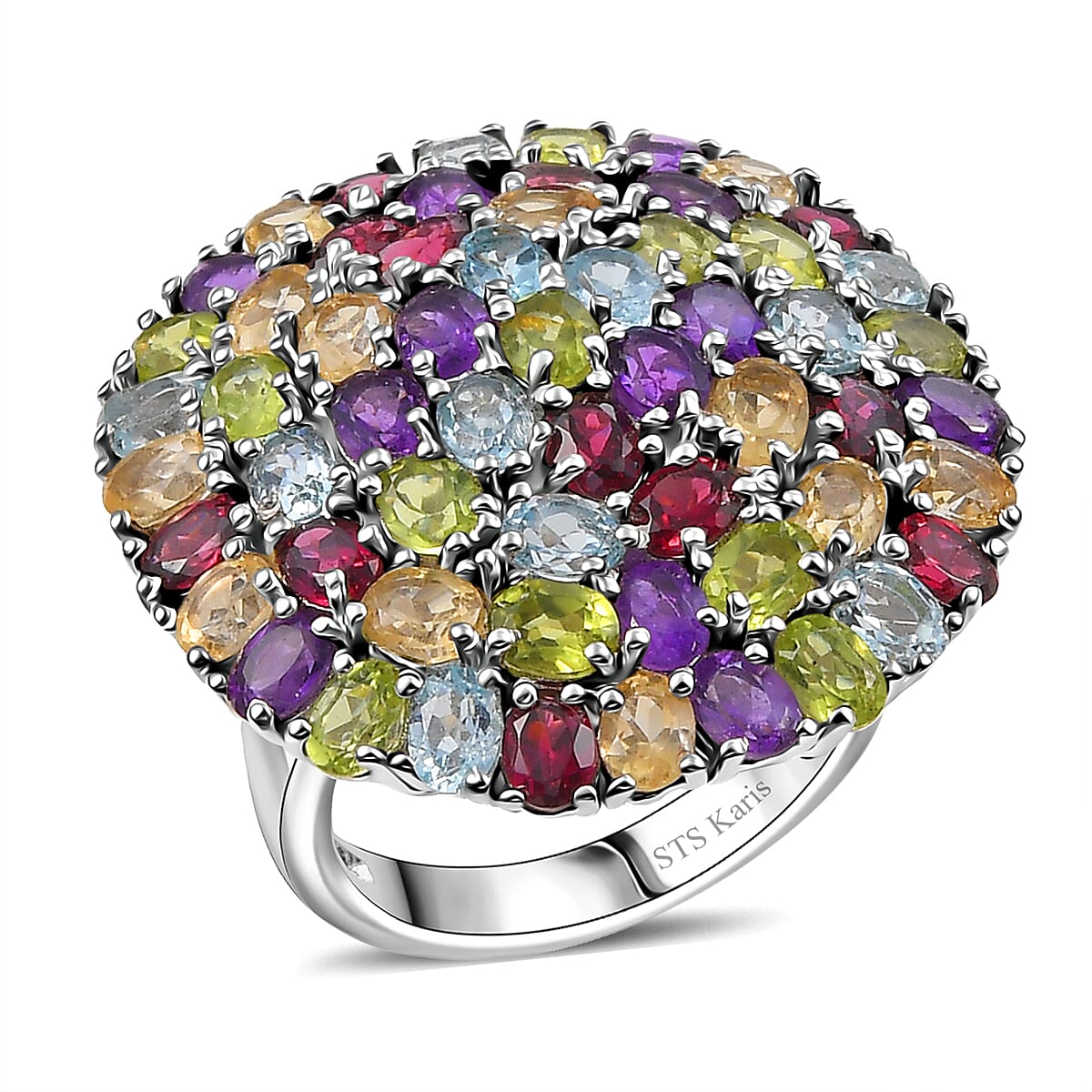 EverTrue Multi Gemstone Ring in Platinum Bond (Size 10.0) 11.20 ctw