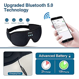 Wireless 3D Bluetooth Music Hood Eye Mask - Black