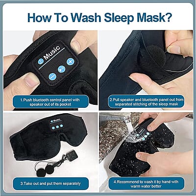 Wireless 3D Bluetooth Music Hood Eye Mask - Black