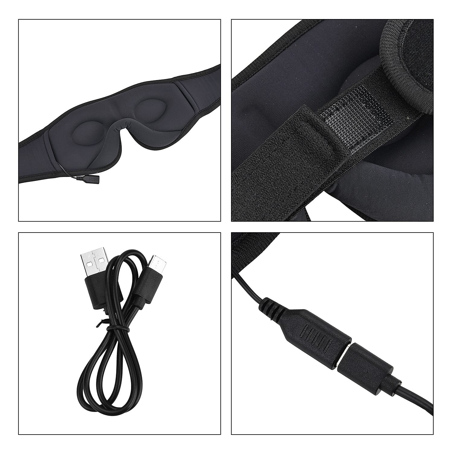 Wireless 3D Bluetooth Music Hood Eye Mask - Black
