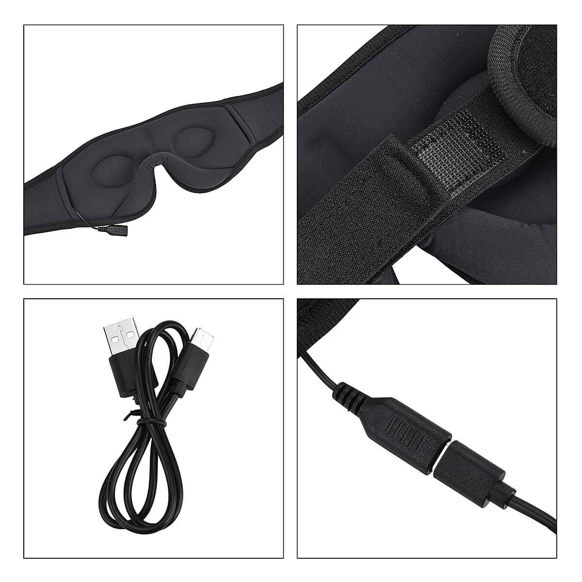 Wireless 3D Bluetooth Music Hood Eye Mask - Black image number 6