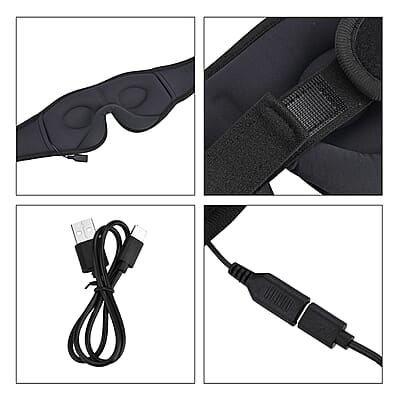 Wireless 3D Bluetooth Music Hood Eye Mask - Black
