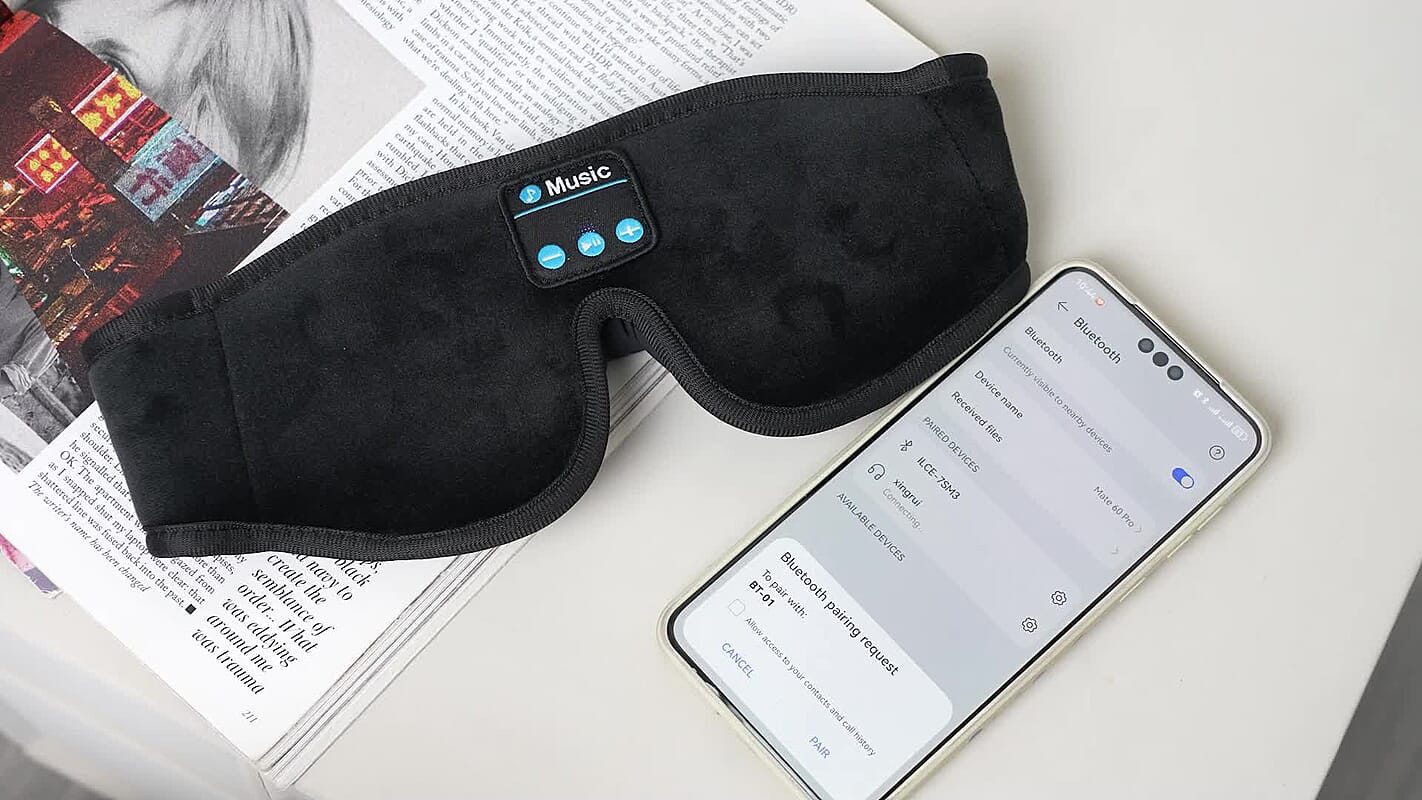 Wireless 3D Bluetooth Music Hood Eye Mask - Black