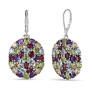 EverTrue Multi Gemstone 12.60 ctw Earrings in Platinum Bond