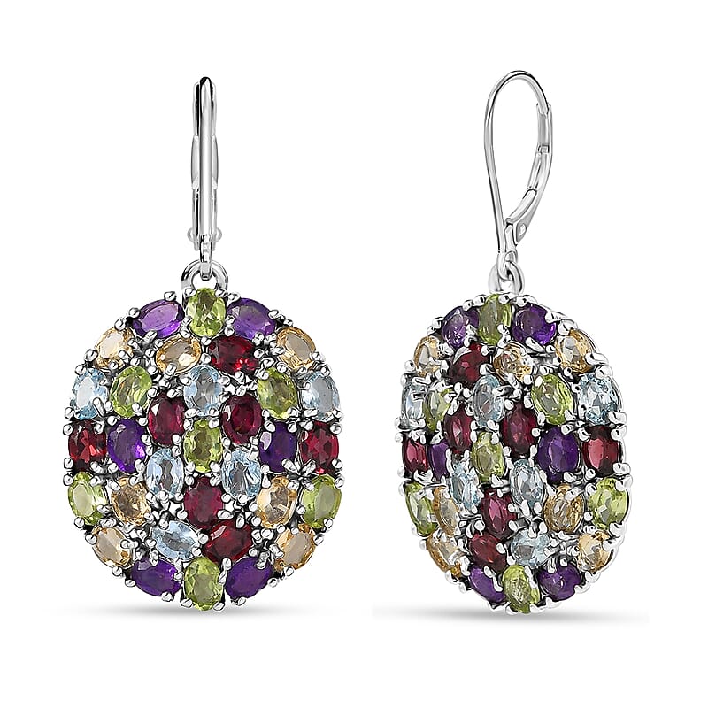 EverTrue Multi Gemstone Earrings in Platinum Bond 12.60 ctw