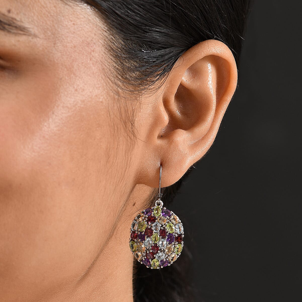 EverTrue Multi Gemstone Earrings in Platinum Bond 12.60 ctw image number 2