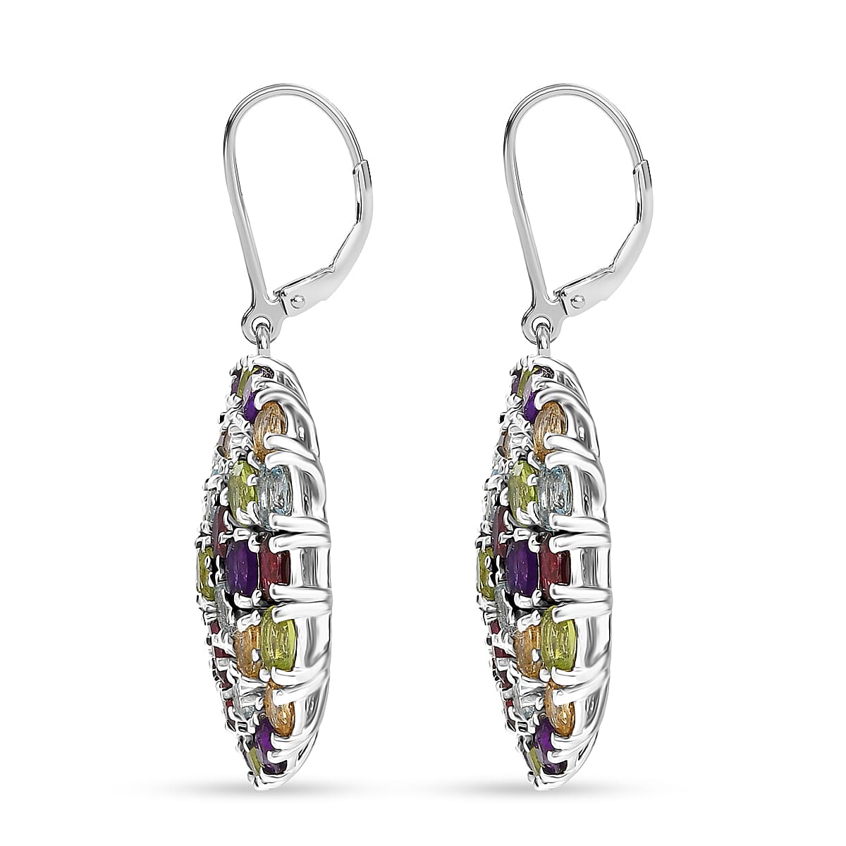 EverTrue Multi Gemstone Earrings in Platinum Bond 12.60 ctw image number 3