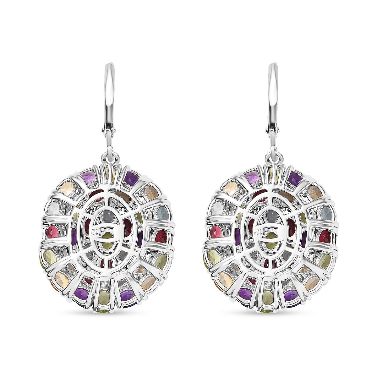 EverTrue Multi Gemstone Earrings in Platinum Bond 12.60 ctw image number 4