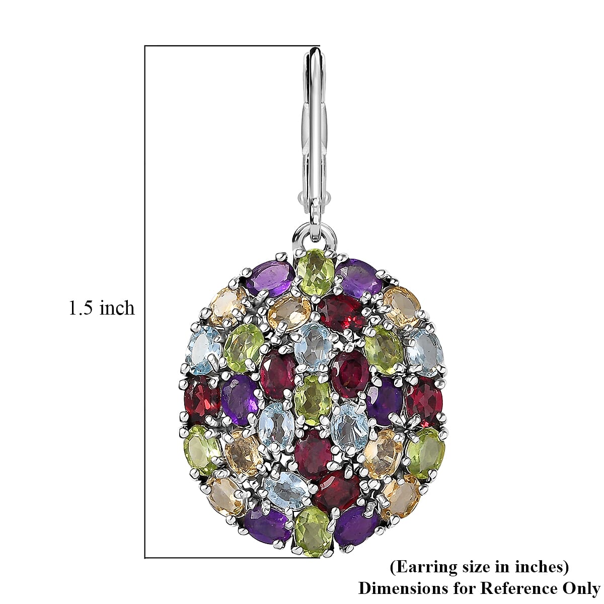 EverTrue Multi Gemstone Earrings in Platinum Bond 12.60 ctw
