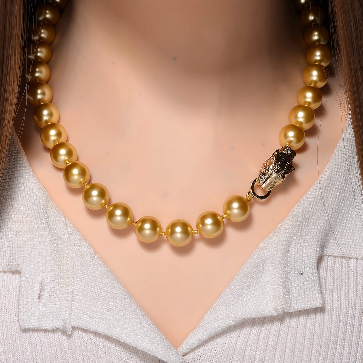  Golden Shell Pearl  Necklace (Size - 20) 380.00 380.00 ctw image number 1