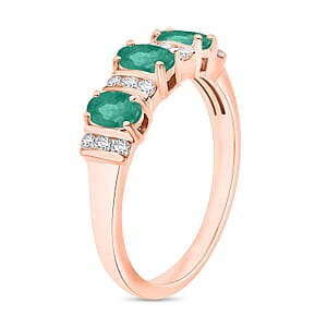 Kagem Zambian Emerald and Moissanite 0.88 ctw Ring in 18K Vermeil Rose Gold Over Sterling Silver (Size 10.0) (Del. in 10-12 Days)