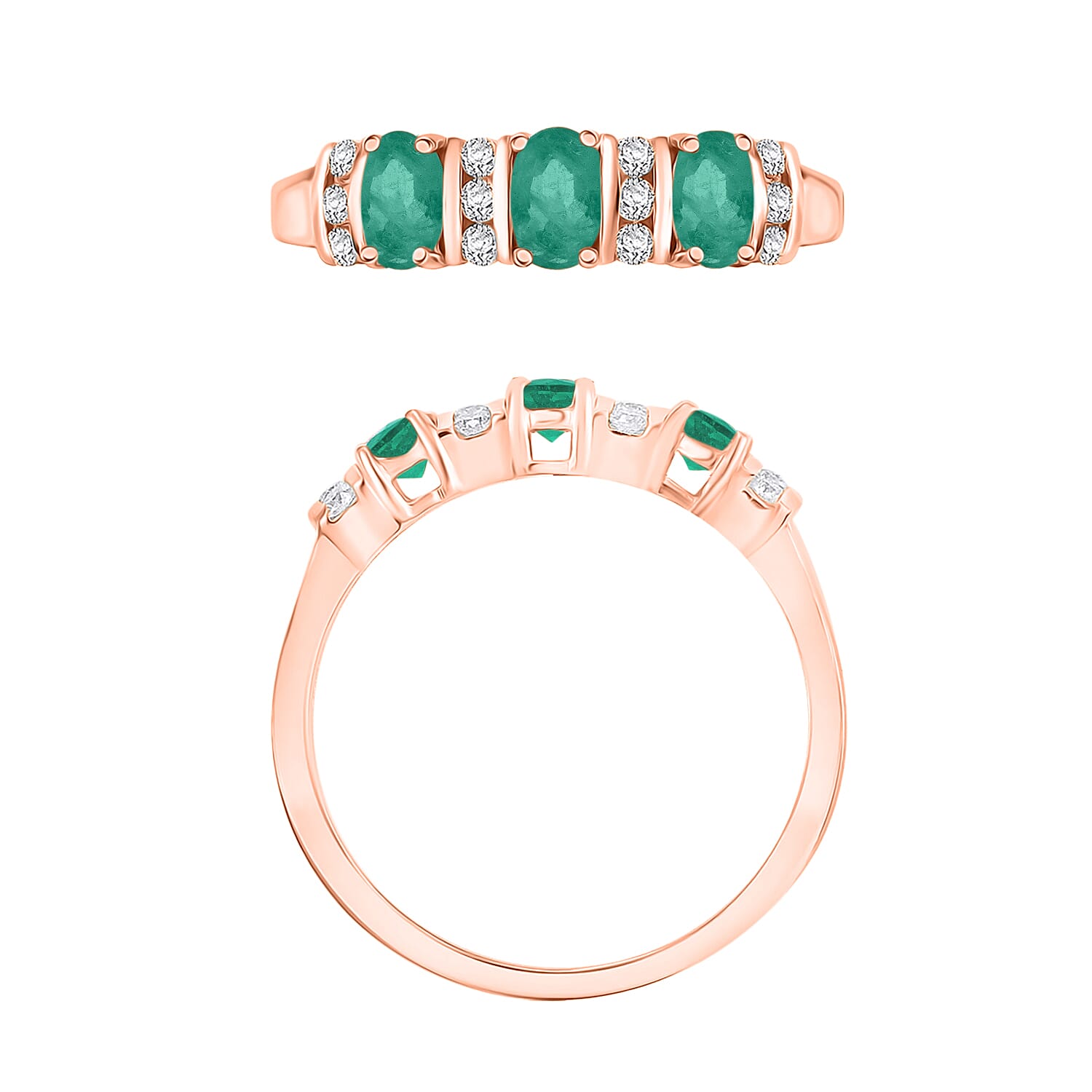 Kagem Zambian Emerald/0.88/Rose Gold Over Sterling Silver / 10 - Product card gallery slide 4 (10178780037433)