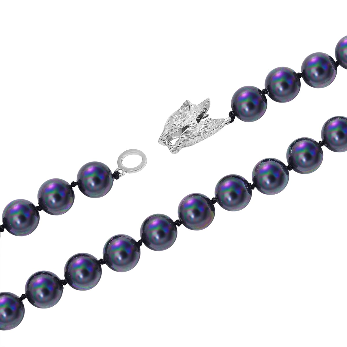 Peacock Shell Pearl Necklace with Leopard Lock in Silvertone (20 Inches) image number 1