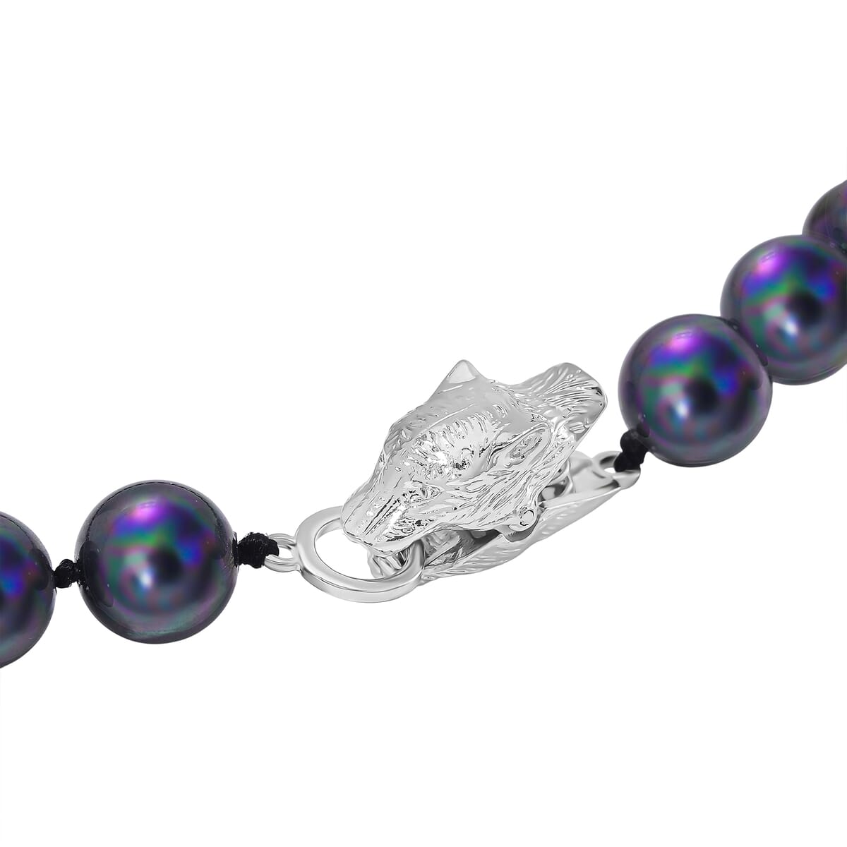 Peacock Shell Pearl Necklace with Leopard Lock in Silvertone (20 Inches) image number 2