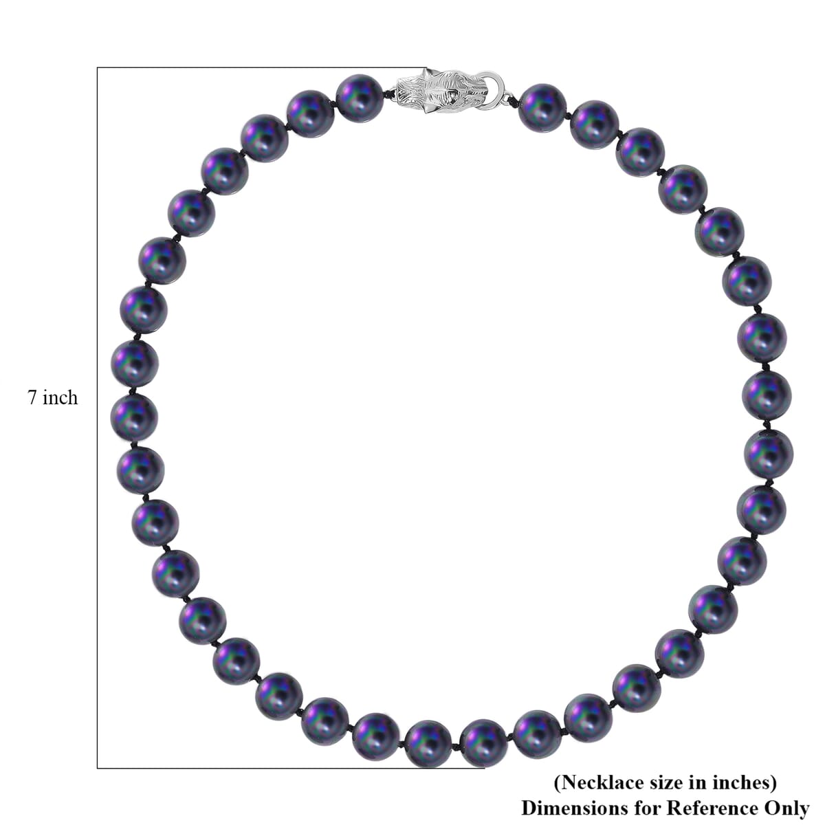 Peacock Shell Pearl Necklace with Leopard Lock in Silvertone (20 Inches) image number 3