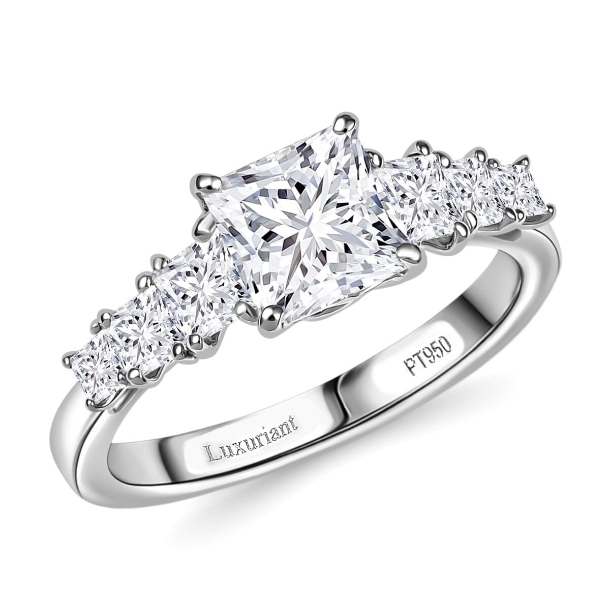 IGI Certified Luxuriant Lab Grown Diamond E-F VS 2.00 ctw Princess Harmony Ring in 950 Platinum (Size 10.0) image number 0