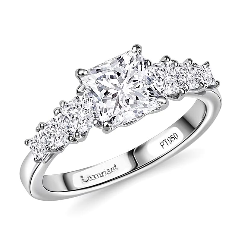 IGI Certified Luxuriant Lab Grown Diamond E-F VS 2.00 ctw Princess Harmony Ring in 950 Platinum (Size 10.0)