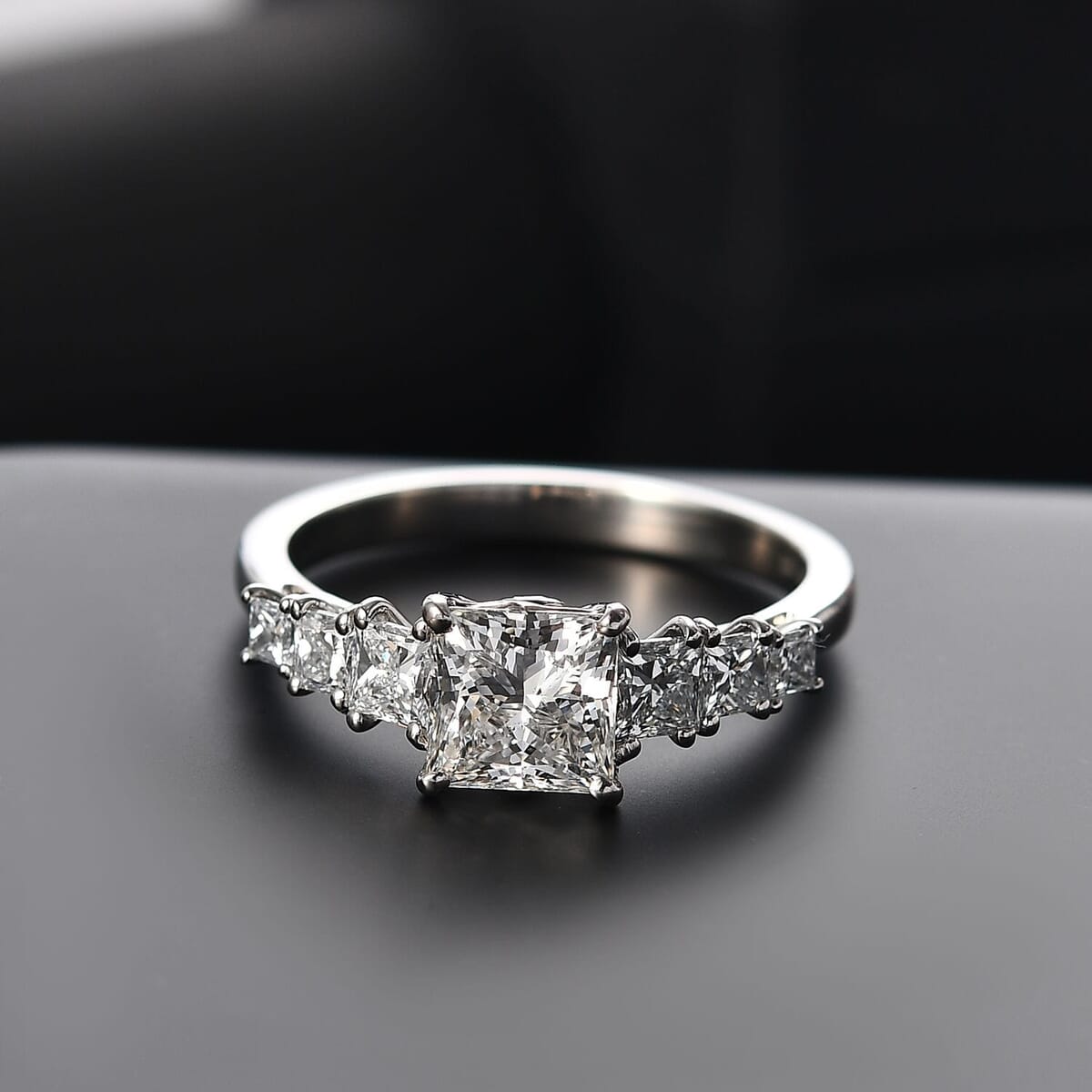 IGI Certified Luxuriant Lab Grown Diamond E-F VS 2.00 ctw Princess Harmony Ring in 950 Platinum (Size 10.0) image number 1