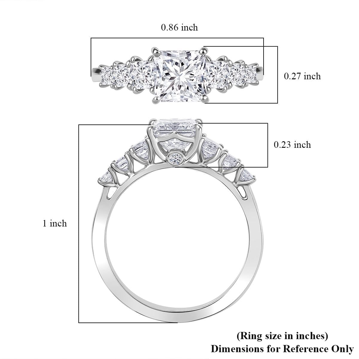 IGI Certified Luxuriant Lab Grown Diamond E-F VS 2.00 ctw Princess Harmony Ring in 950 Platinum (Size 10.0) image number 5