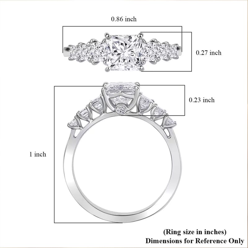 IGI Certified Luxuriant Lab Grown Diamond E-F VS 2.00 ctw Princess Harmony Ring in 950 Platinum (Size 10.0)