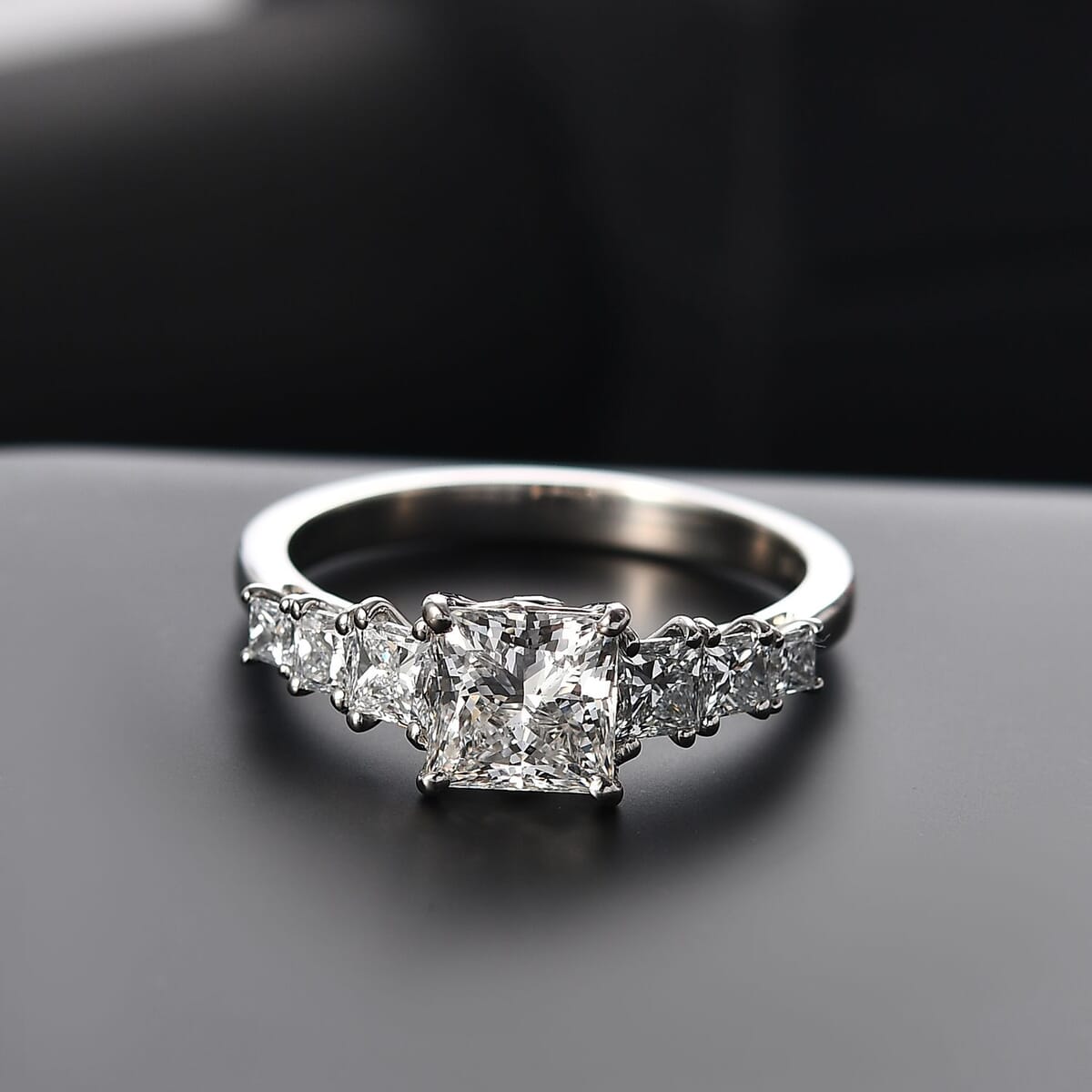 IGI Certified Luxuriant Lab Grown Diamond E-F VS 2.00 ctw Princess Harmony Ring in 950 Platinum (Size 6.0) image number 1