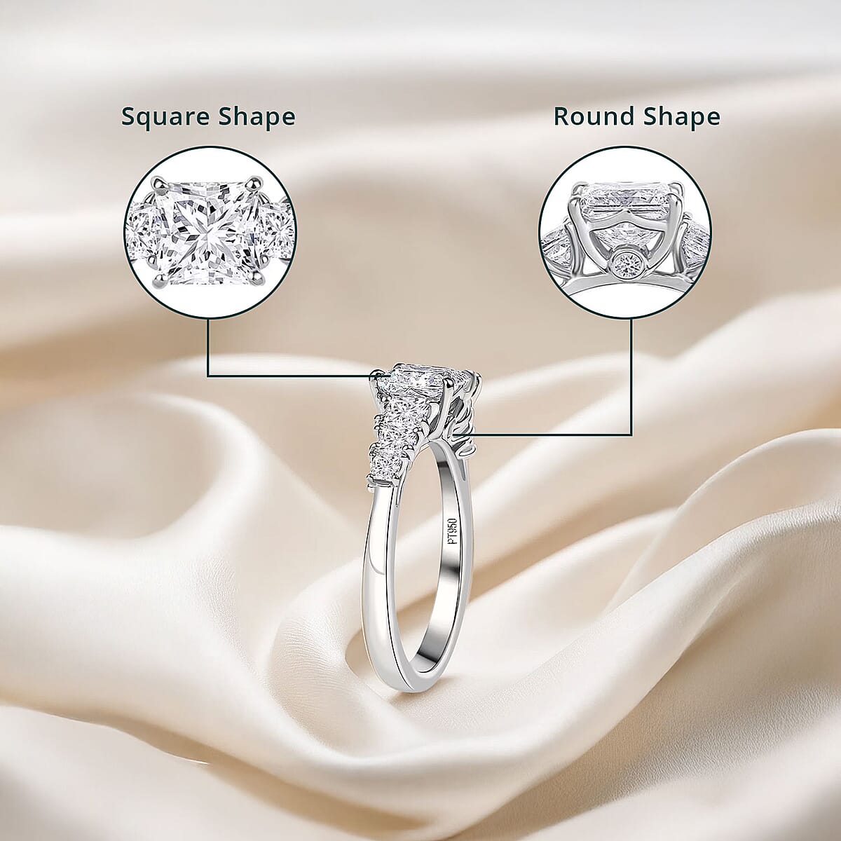 IGI Certified Luxuriant Lab Grown Diamond E-F VS 2.00 ctw Princess Harmony Ring in 950 Platinum (Size 7.0) image number 4