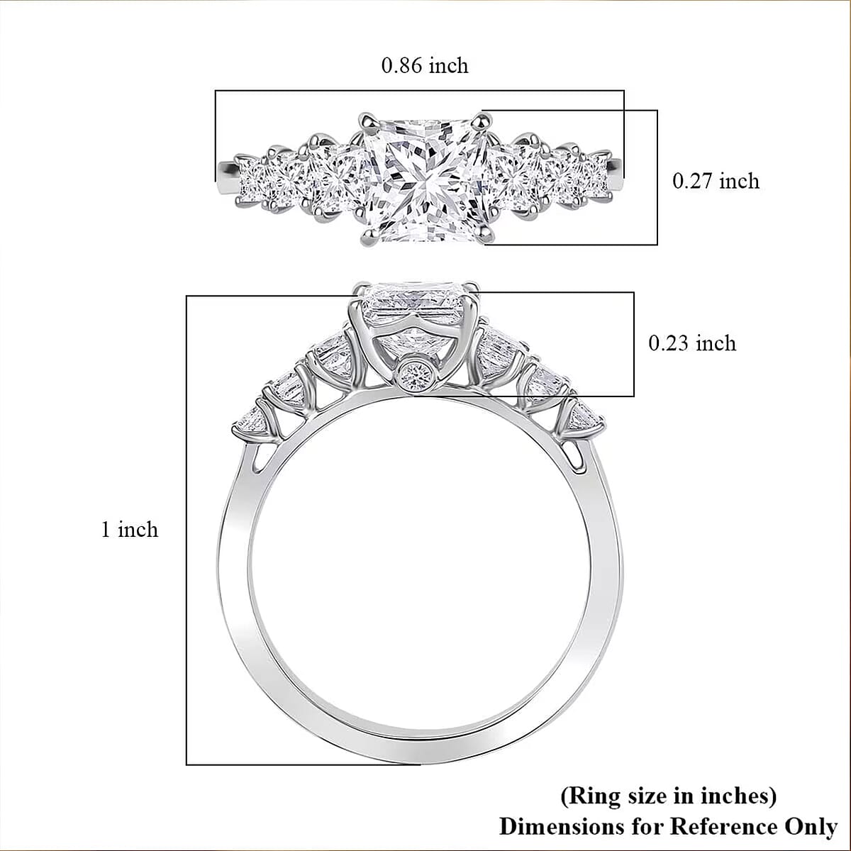 IGI Certified Luxuriant Lab Grown Diamond E-F VS 2.00 ctw Princess Harmony Ring in 950 Platinum (Size 7.0) image number 6