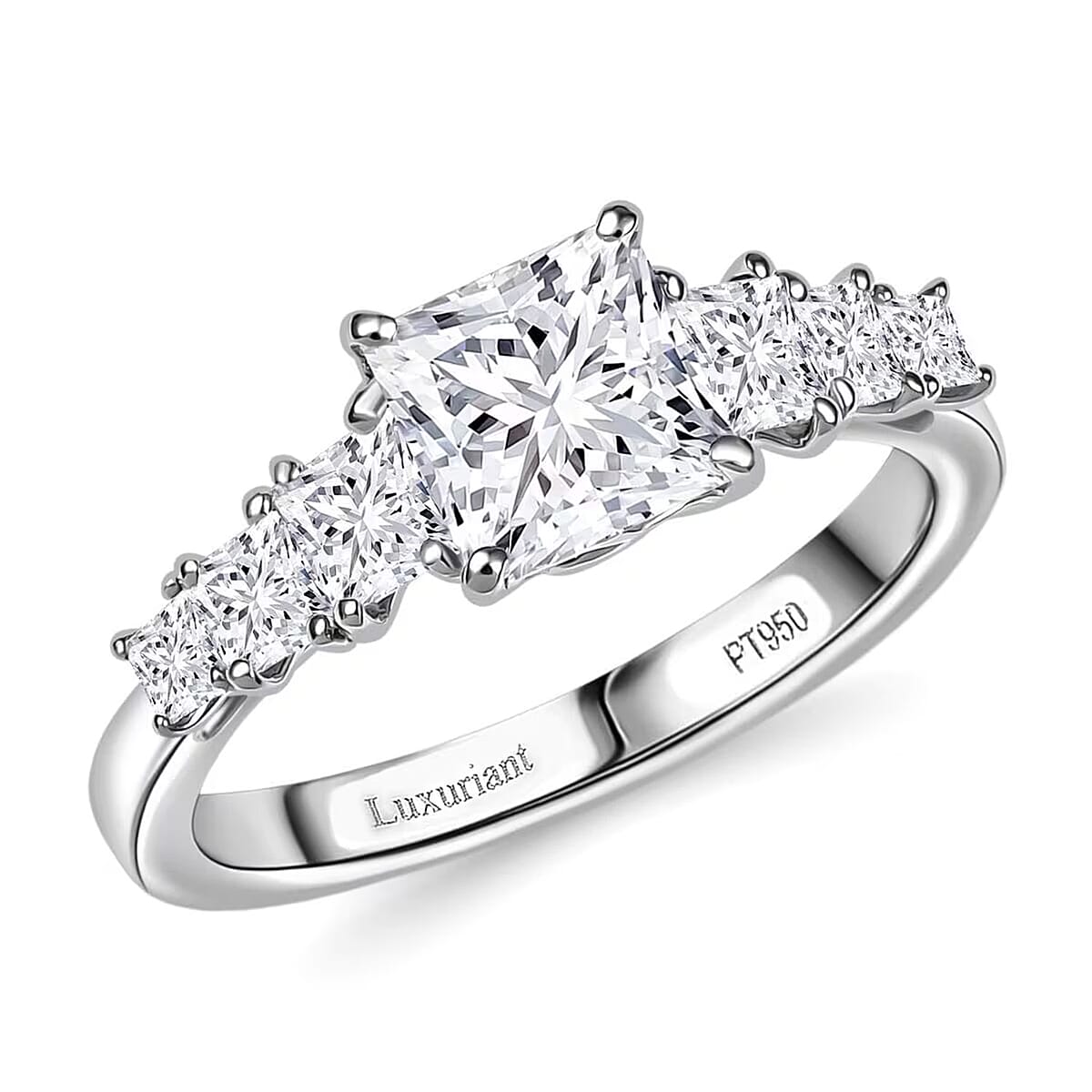 IGI Certified 950 Platinum Luxuriant Lab Grown Diamond (E-F, VS) Art Deco Ring (Size 8.5) 2.00 ctw image number 0