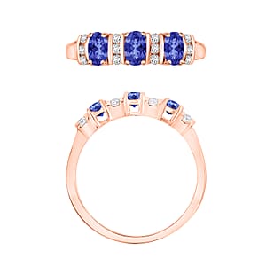 Tanzanite and Moissanite 0.95 ctw Ring in 18K Vermeil Rose Gold Over Sterling Silver (Size 10.0) (Del. in 10-12 Days)