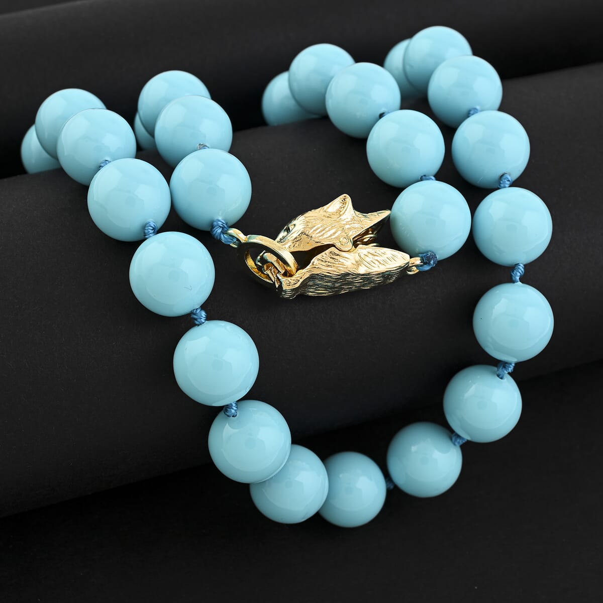 4th of July Doorbuster Deal Sleeping Beauty Color Shell Pearl Necklace with Leopard Lock in Goldtone (20 Inches) image number 1
