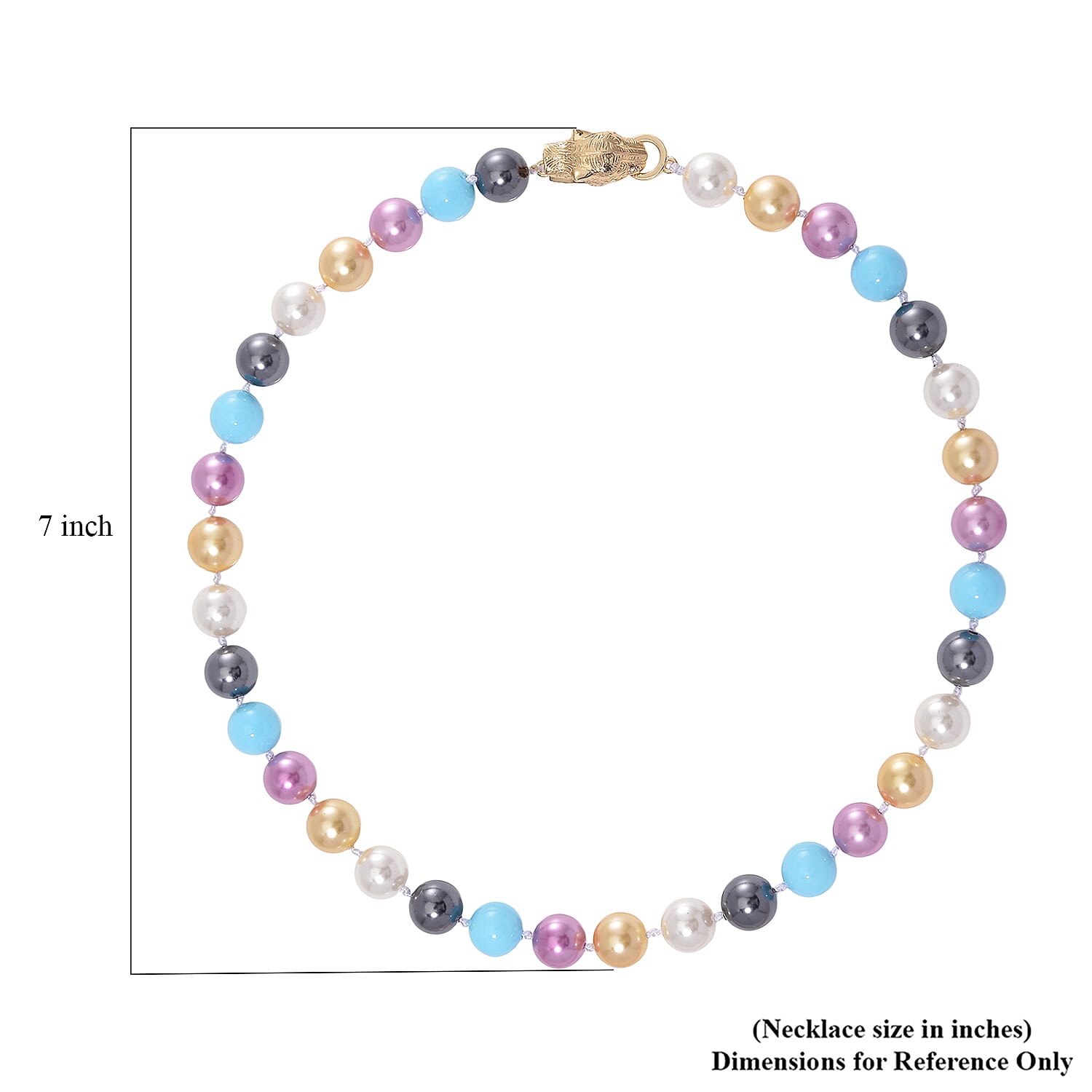 Multi Color Shell Pearl Necklace with Leopard Lock in Goldtone (20 Inches)
