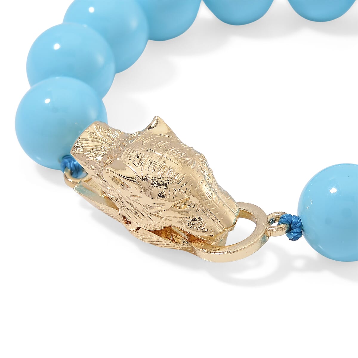 Sleeping Beauty Color Shell Pearl Bracelet with Leopard Lock in Goldtone (7.00 In) image number 3