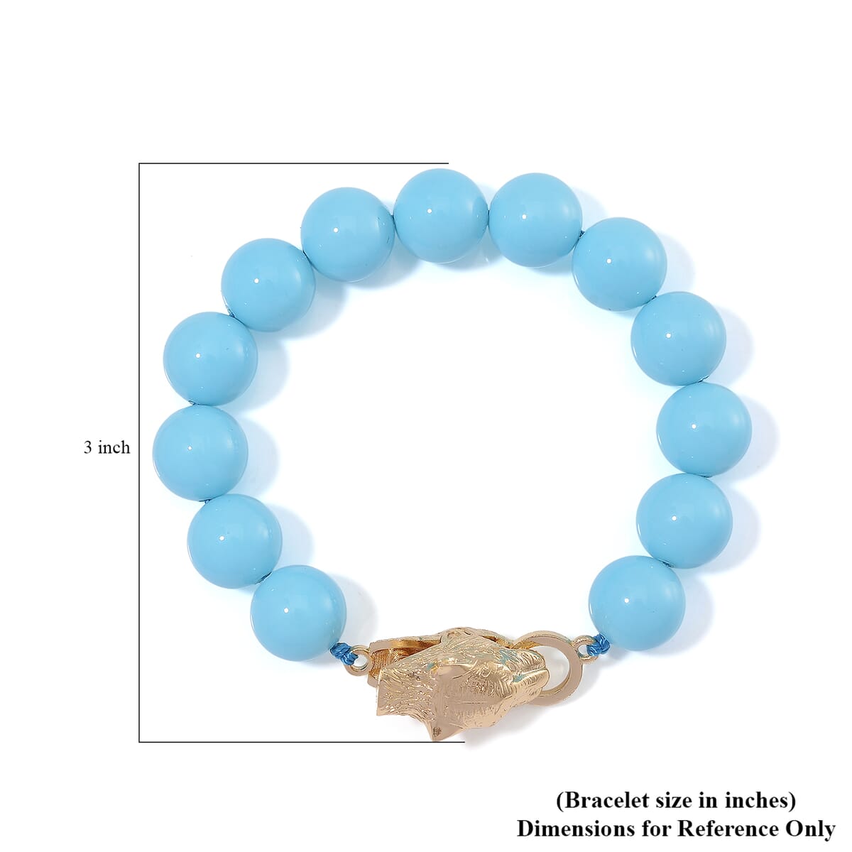 Sleeping Beauty Color Shell Pearl Bracelet with Leopard Lock in Goldtone (7.00 In) image number 4