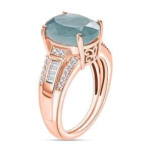 Grandidierite and Moissanite 5.20 ctw Ring in 18K Vermeil Rose Gold Over Sterling Silver (Size 10.0) (Del. in 10-12 Days)