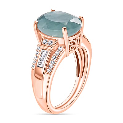 Grandidierite and Moissanite 5.20 ctw Ring in 18K Vermeil Rose Gold Over Sterling Silver (Size 10.0)