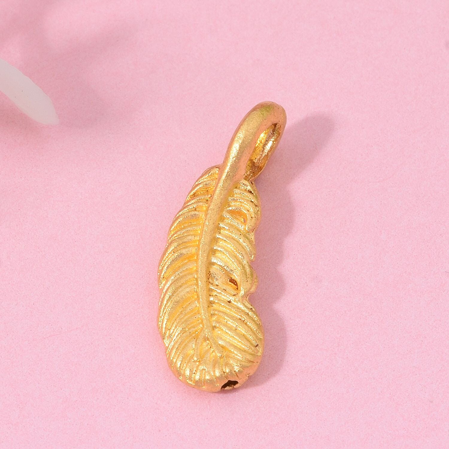 Feather Pendant without Chain in 24K Yellow Gold 0.10 Grams