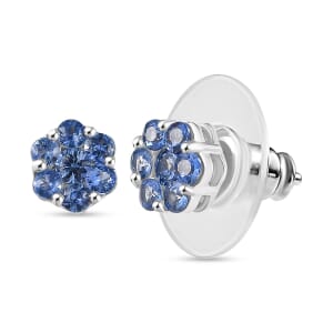 Premium Ceylon Blue Sapphire 1.00 ctw Moonlit Earrings in Rhodium Over Sterling Silver
