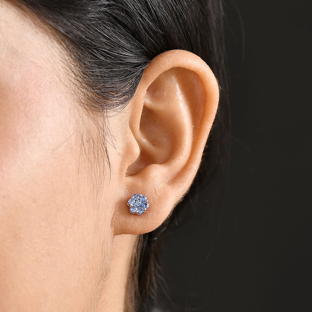 Premium Ceylon Blue Sapphire 1.00 ctw Moonlit Earrings in Rhodium Over Sterling Silver image number 2