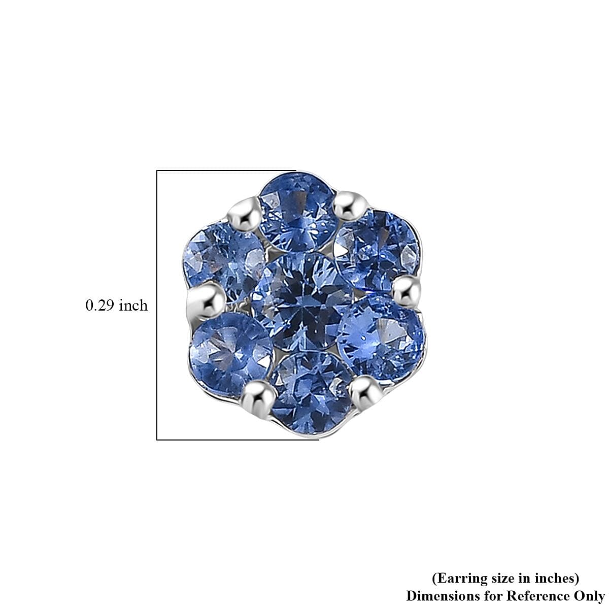 Premium Ceylon Blue Sapphire 1.00 ctw Moonlit Earrings in Rhodium Over Sterling Silver image number 4