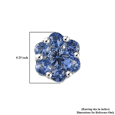 D'Joy Premium Ceylon Blue Sapphire 1.00 ctw Moonlit Earrings in Rhodium Over Sterling Silver